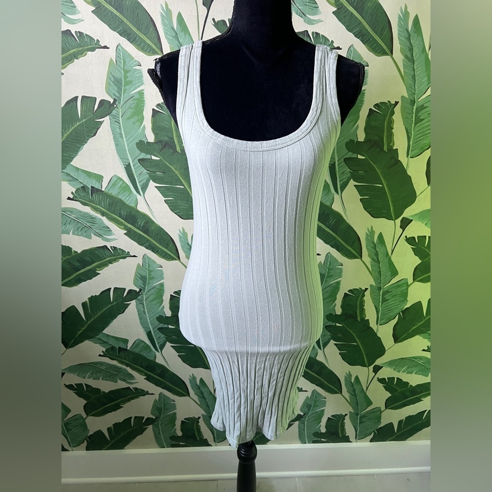 Boutique‎ Women’s Sage Green Ribbed Mini Tank Dress Medium